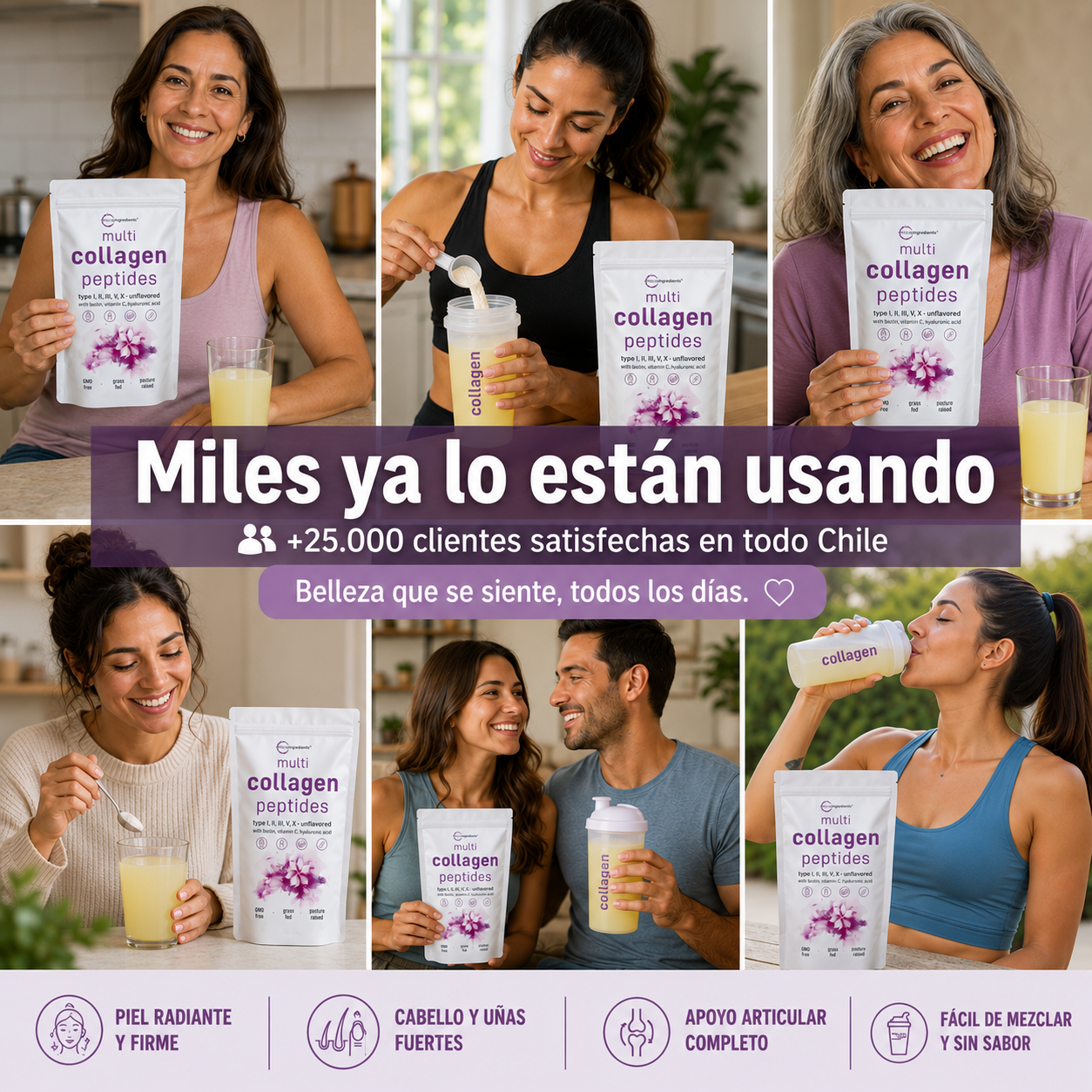 Collagen Peptides Multi 5 en 1, con Biotina, Vitamina C y Ácido Hialurónico
