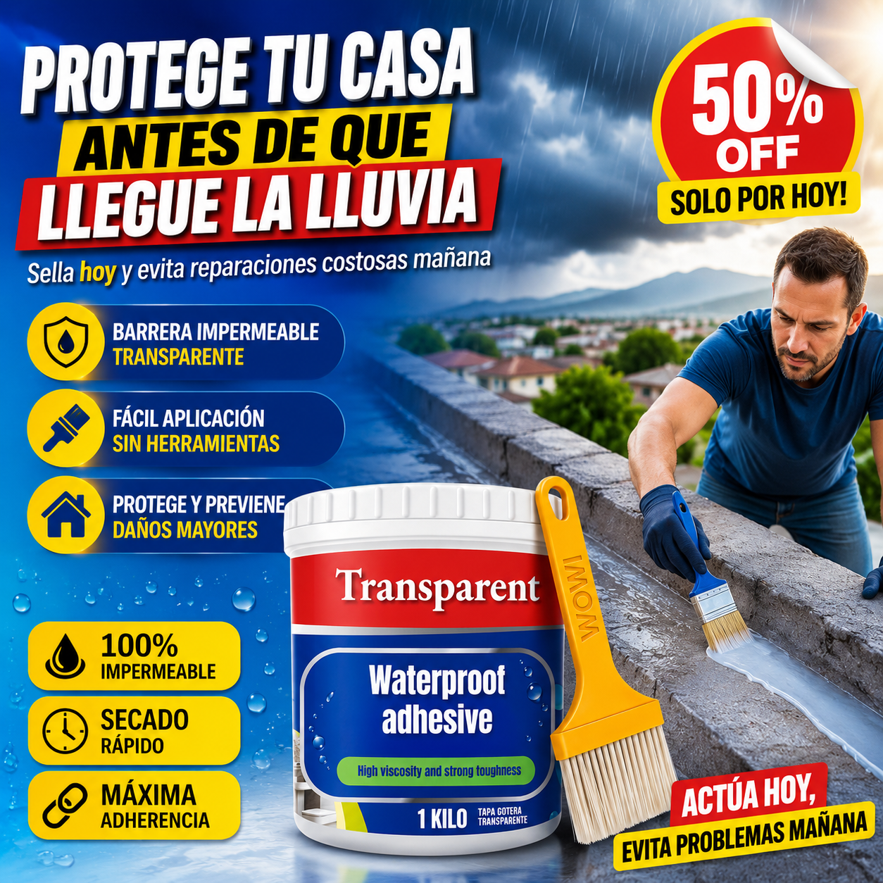 SellaMax™ Protección Invisible Contra Filtraciones 1KG + Brocha