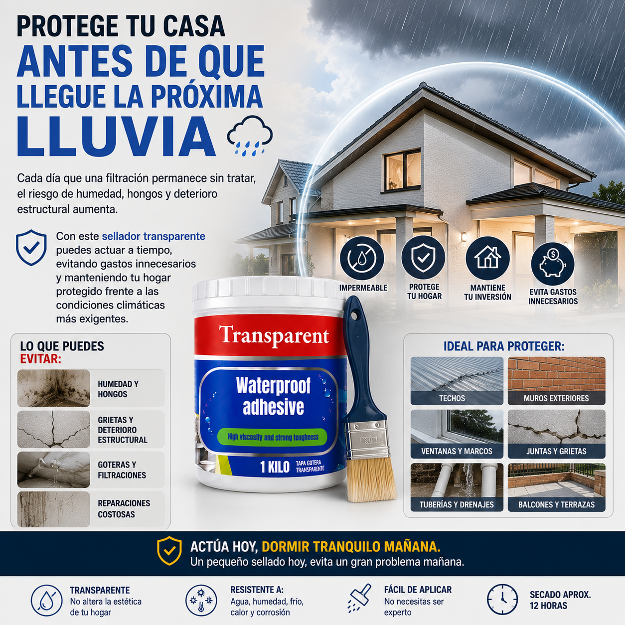 SellaMax™ Protección Invisible Contra Filtraciones 1KG + Brocha